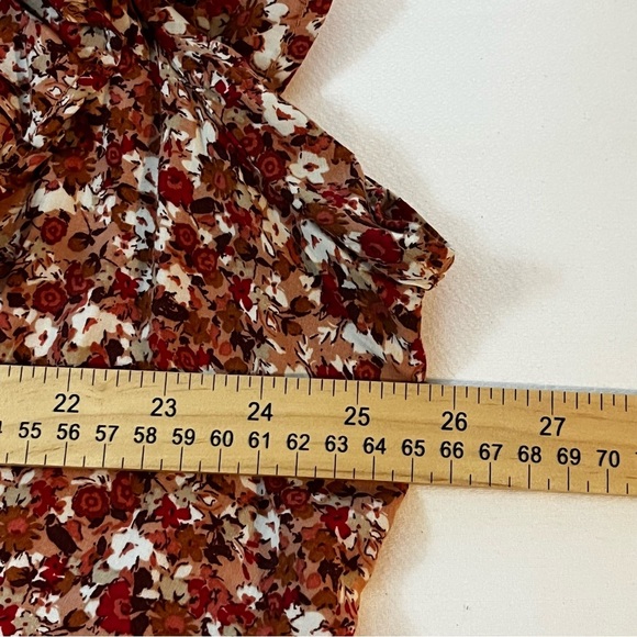 Nurture Women's Cottagecore Flutter Sleeve Boho Dress Tie Neck Rust Lined 2X - Picture 8 of 9